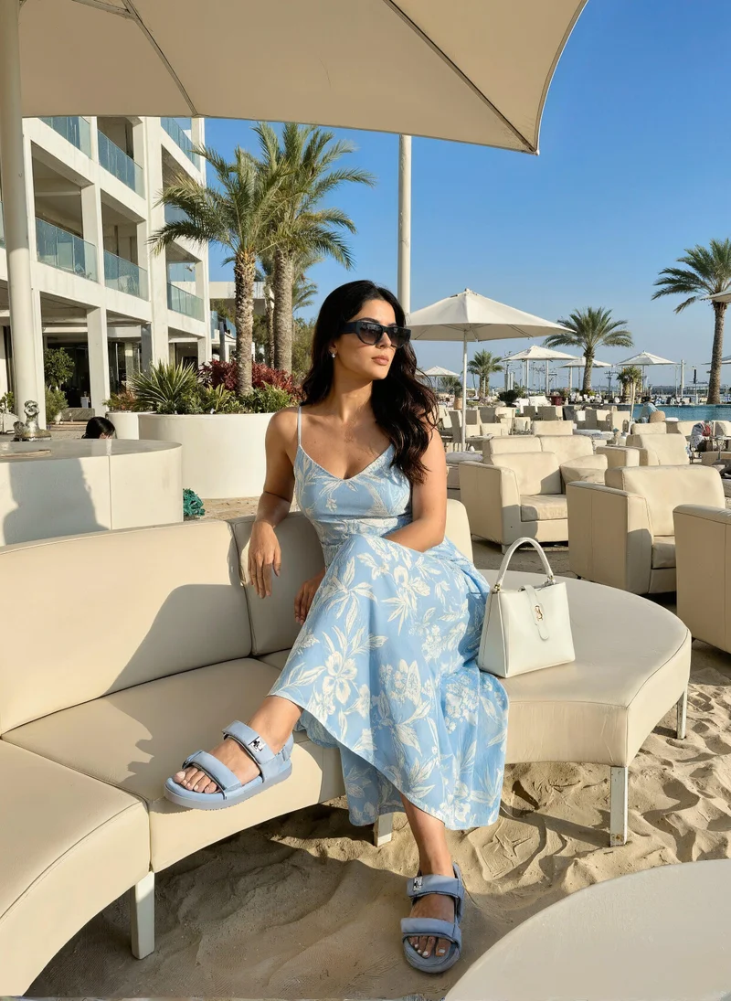 ستيف مادن Steve madden monat women's blue nylon flat sandals